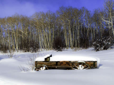 Western wagon in snow