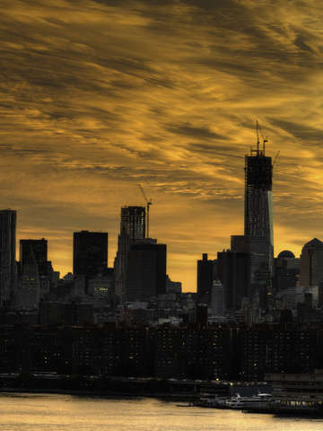 Red sunset manhattan freedom tower