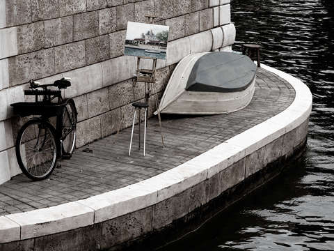 Painting by the river