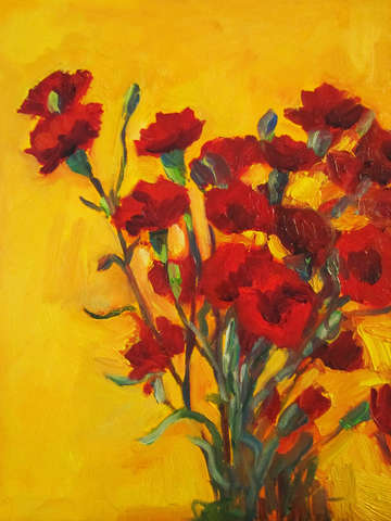 Red carnations gold