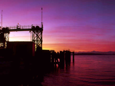 Olympic mountain sunset from west seattle