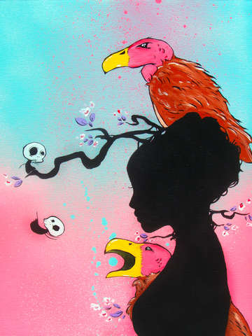 She travels with vultures
