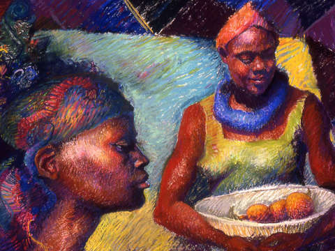 Caribbean women with oranges
