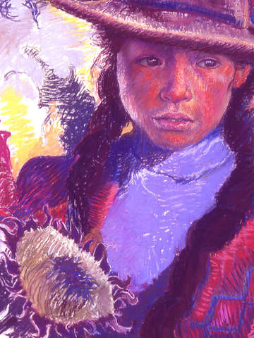 Peruvian girl with calla lilies