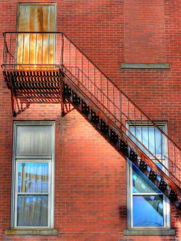 Fire escape four windows