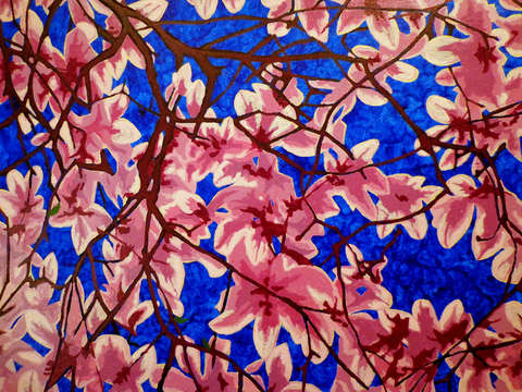 Magnolias on blue