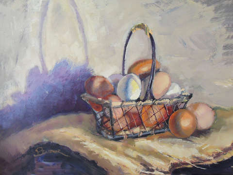 Farm eggs in a basket