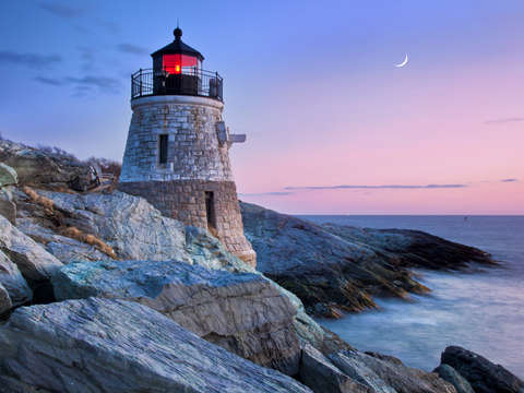 Castle hill lighthouse at dusk