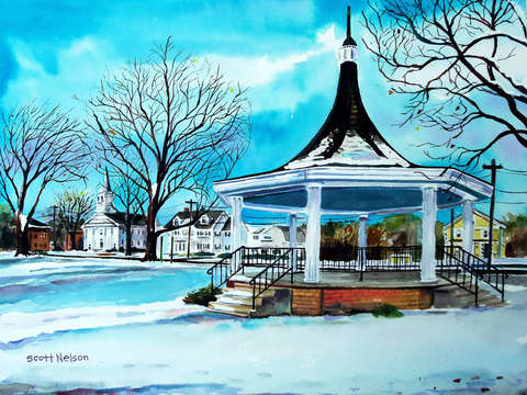 Snowy gazebo