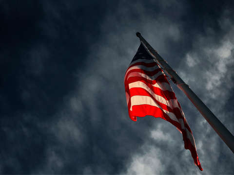 Flag at sunset