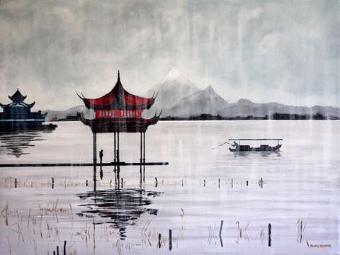Pagoda in the rain 2