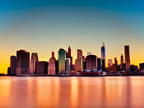 Nyc skyline after the sunset