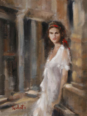The girl with the red ribbon