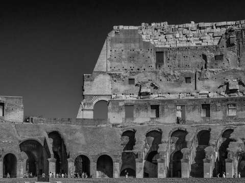The south wall of the colosseum in rome