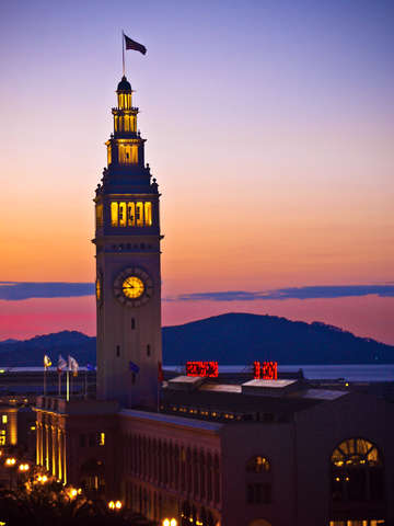Ferry building at sunset san francisco