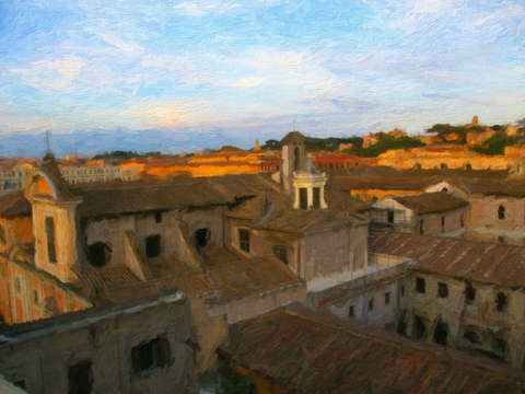 Travestevere rooftops at sunset