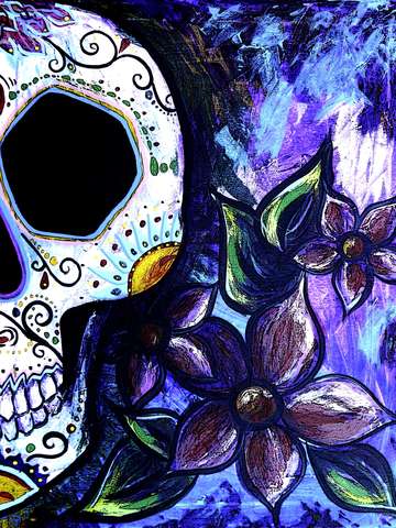Blue flower skull