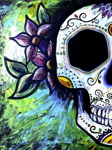 Green flower skull