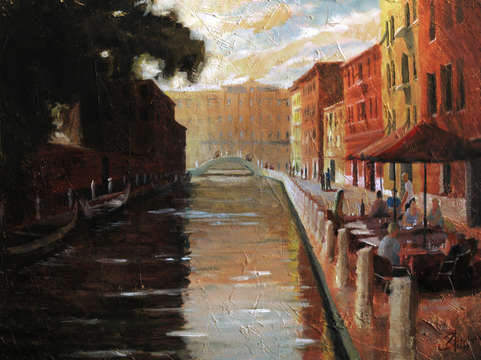 Venice italy cafe on the canal