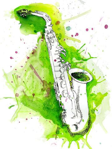 Watercolor saxophone