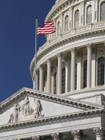 Us capitol dome and american flag