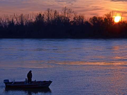 Fishing at sunset