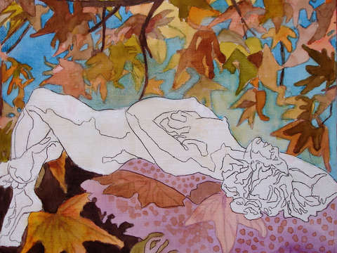 Woman with leaves 3 2