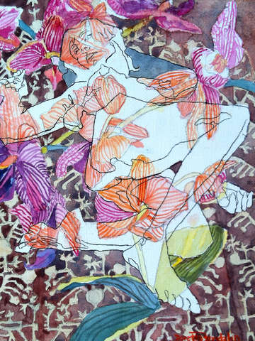 Woman with flowers