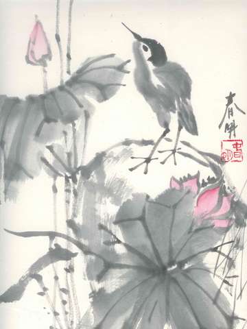 Bird and lotus