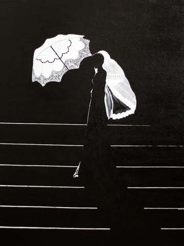 Parasol bride and a veil