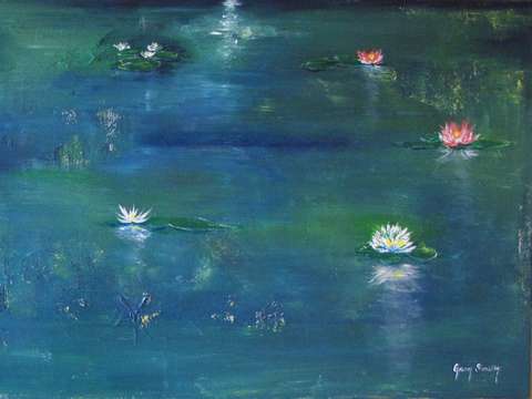 Across the lily pond