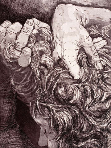 Self portrait hands and hair i