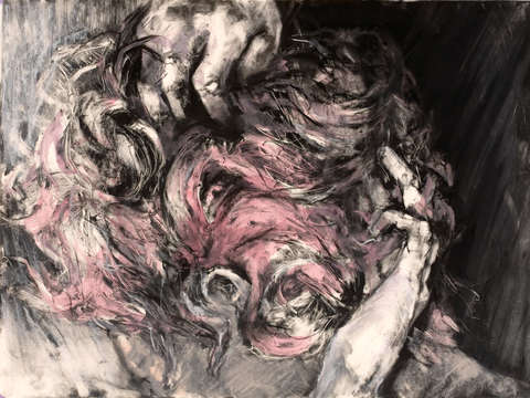 Self portrait hands and hair ii