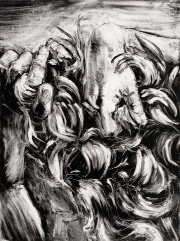 Self portrait hands and hair iv