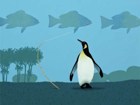 Penguin dreams fish