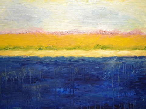 Abstract dunes with blue and gold
