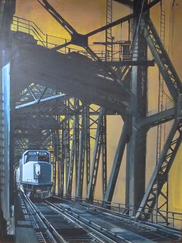 Train on bridge