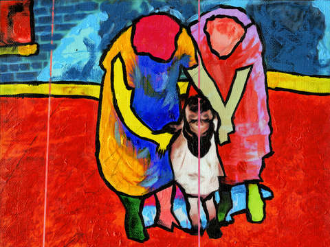 Two women and child