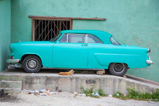 Green car havana cuba