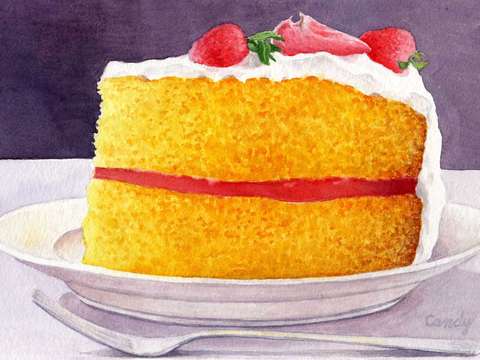 Slice of Strawberry Whipped Cream Cake