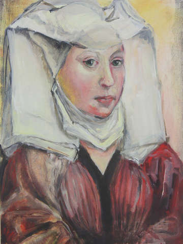 Woman with a winged bonnet
