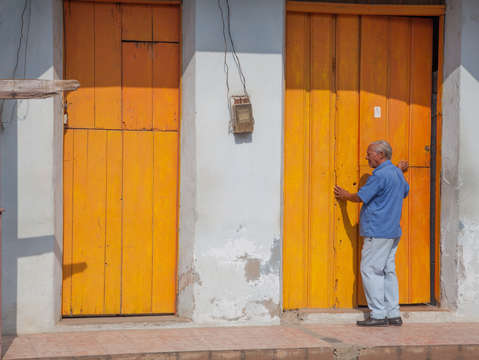 Man with two doors