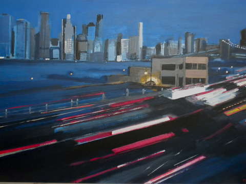 Darkened downtown nyc