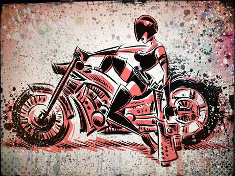 Girl with gun on bike