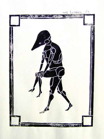 Block print with legs