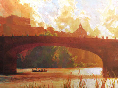 Florence italy the arno river at sunset