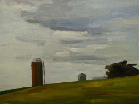 Silo at sunset