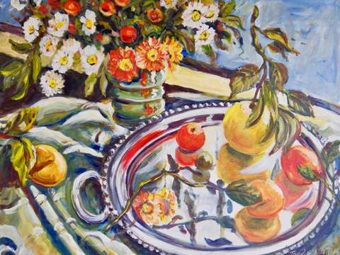 Fruit on silver tray