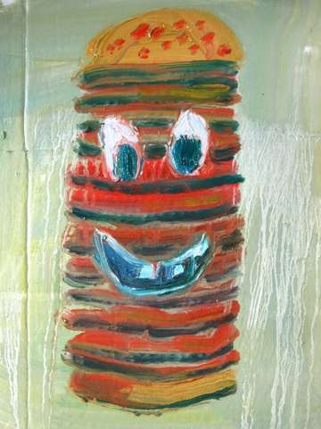 Multiple patties with cartoon face