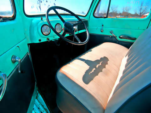 Blue ford steering wheel